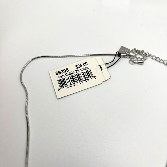 VTG Cookie‎ Lee Cubic Zirconia Rectangle Pendant Necklace With Adjustable Chain - Picture 4 of 4